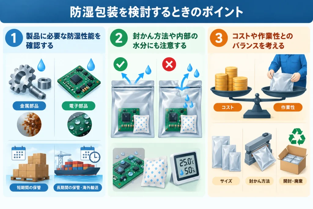 湿気から製品を守るには?防湿包装の仕組みや資材の種類、選び方を知る