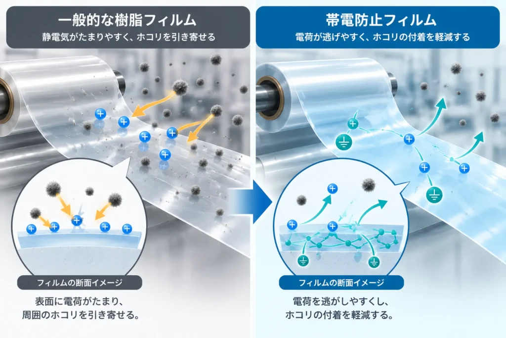 静電気やホコリ対策に!帯電防止フィルムの特徴や用途、選び方を紹介